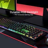 Redragon K556 RGB LED Backlit Wired Mechanical Gaming Keyboard, Aluminum Base, 104 Standard Key, Red Switches