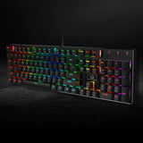 Redragon K556 RGB LED Backlit Wired Mechanical Gaming Keyboard, Aluminum Base, 104 Standard Key, Red Switches