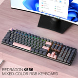 Redragon K556 RGB LED Backlit Wired Mechanical Gaming Keyboard, Aluminum Base, 104 Standard Key, Red Switches