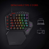 Redragon K585 DITI One-Handed RGB Mechanical Gaming Keyboard, Type-C Wired Professional Gaming Keypad with 7 Onboard Macro Keys, Detachable Wrist Rest, Linear Red Switch, 42 Keys