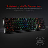 Redragon K556 RGB LED Backlit Wired Mechanical Gaming Keyboard, Aluminum Base, 104 Standard Key, Red Switches